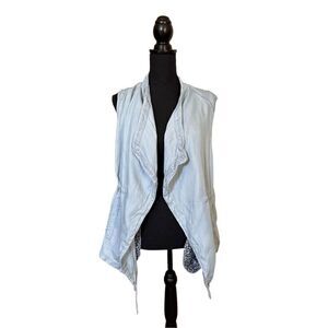 Chicho’s Light Wash Drape Vest Jacket with Side Pockets  Size 3